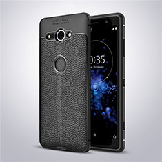 Soft Silicone Gel Leather Snap On Case Cover for Sony Xperia XZ2 Compact Black