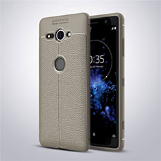 Soft Silicone Gel Leather Snap On Case Cover for Sony Xperia XZ2 Compact Gray