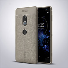Soft Silicone Gel Leather Snap On Case Cover for Sony Xperia XZ2 Gray