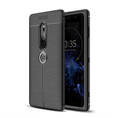Soft Silicone Gel Leather Snap On Case Cover for Sony Xperia XZ2 Premium Black