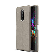 Soft Silicone Gel Leather Snap On Case Cover for Sony Xperia XZ4 Gray