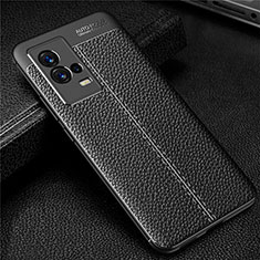 Soft Silicone Gel Leather Snap On Case Cover for Vivo iQOO 8 5G Black