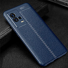 Soft Silicone Gel Leather Snap On Case Cover for Vivo iQOO 8 5G Blue