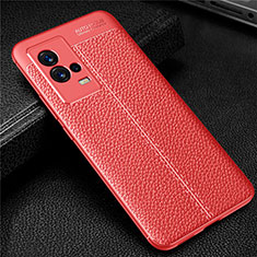 Soft Silicone Gel Leather Snap On Case Cover for Vivo iQOO 8 5G Red