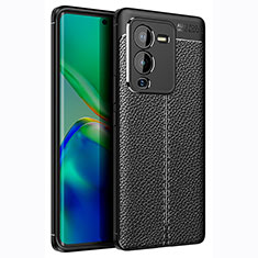 Soft Silicone Gel Leather Snap On Case Cover for Vivo V25 Pro 5G Black