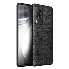 Soft Silicone Gel Leather Snap On Case Cover for Vivo X60 Pro 5G Black