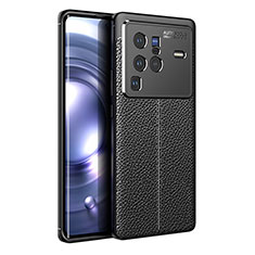 Soft Silicone Gel Leather Snap On Case Cover for Vivo X80 Pro 5G Black