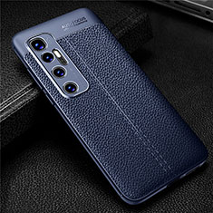 Soft Silicone Gel Leather Snap On Case Cover for Xiaomi Mi 10 Ultra Blue
