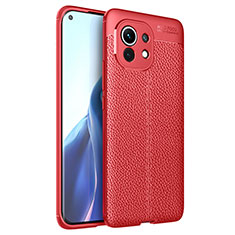 Soft Silicone Gel Leather Snap On Case Cover for Xiaomi Mi 11 Lite 5G Red