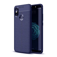 Soft Silicone Gel Leather Snap On Case Cover for Xiaomi Mi A2 Blue