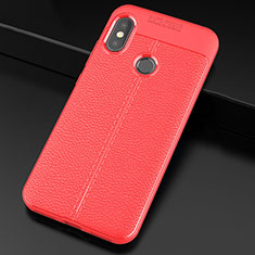 Soft Silicone Gel Leather Snap On Case Cover for Xiaomi Mi A2 Lite Red