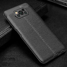 Soft Silicone Gel Leather Snap On Case Cover for Xiaomi Poco X3 Black