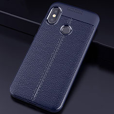 Soft Silicone Gel Leather Snap On Case Cover for Xiaomi Redmi 6 Pro Blue