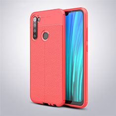 Soft Silicone Gel Leather Snap On Case Cover for Xiaomi Redmi Note 8 (2021) Red