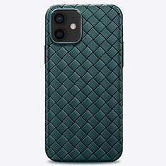 Soft Silicone Gel Leather Snap On Case Cover H01 for Apple iPhone 12 Green
