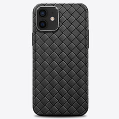 Soft Silicone Gel Leather Snap On Case Cover H01 for Apple iPhone 12 Mini Black