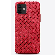 Soft Silicone Gel Leather Snap On Case Cover H01 for Apple iPhone 12 Mini Red