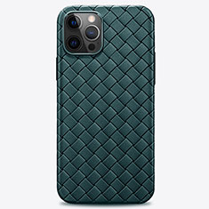 Soft Silicone Gel Leather Snap On Case Cover H01 for Apple iPhone 12 Pro Green