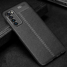 Soft Silicone Gel Leather Snap On Case Cover H01 for Huawei Honor Play4 5G Black