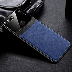 Soft Silicone Gel Leather Snap On Case Cover H01 for Huawei Honor V20 Blue
