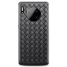 Soft Silicone Gel Leather Snap On Case Cover H01 for Huawei Mate 30 Black