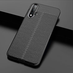 Soft Silicone Gel Leather Snap On Case Cover H01 for Huawei Nova 5 Black