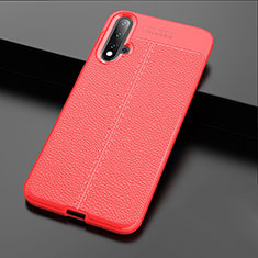 Soft Silicone Gel Leather Snap On Case Cover H01 for Huawei Nova 5 Pro Red