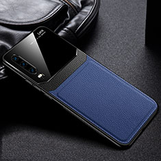 Soft Silicone Gel Leather Snap On Case Cover H01 for Huawei P30 Blue