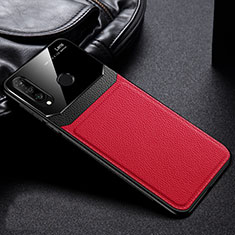 Soft Silicone Gel Leather Snap On Case Cover H01 for Huawei P30 Lite New Edition Red
