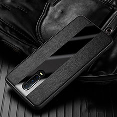 Soft Silicone Gel Leather Snap On Case Cover H01 for Oppo R17 Pro Black