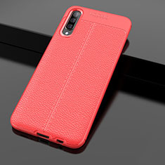 Soft Silicone Gel Leather Snap On Case Cover H01 for Samsung Galaxy A90 5G Red