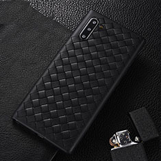 Soft Silicone Gel Leather Snap On Case Cover H01 for Samsung Galaxy Note 10 5G Black