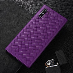 Soft Silicone Gel Leather Snap On Case Cover H01 for Samsung Galaxy Note 10 5G Purple