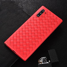 Soft Silicone Gel Leather Snap On Case Cover H01 for Samsung Galaxy Note 10 5G Red