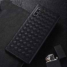 Soft Silicone Gel Leather Snap On Case Cover H01 for Samsung Galaxy Note 10 Plus 5G Black