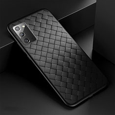 Soft Silicone Gel Leather Snap On Case Cover H01 for Samsung Galaxy Note 20 5G Black
