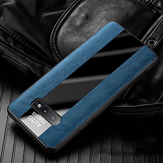 Soft Silicone Gel Leather Snap On Case Cover H01 for Samsung Galaxy S10e Blue