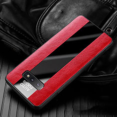 Soft Silicone Gel Leather Snap On Case Cover H01 for Samsung Galaxy S10e Red