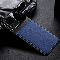 Soft Silicone Gel Leather Snap On Case Cover H01 for Samsung Galaxy S20 Ultra 5G Blue