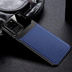 Soft Silicone Gel Leather Snap On Case Cover H01 for Samsung Galaxy S20 Ultra Blue