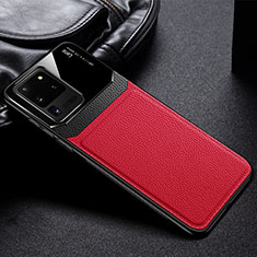 Soft Silicone Gel Leather Snap On Case Cover H01 for Samsung Galaxy S20 Ultra Red