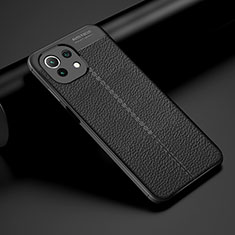 Soft Silicone Gel Leather Snap On Case Cover H01 for Xiaomi Mi 11 5G Black