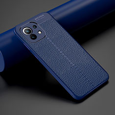 Soft Silicone Gel Leather Snap On Case Cover H01 for Xiaomi Mi 11 5G Blue