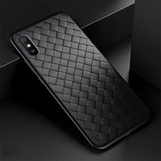 Soft Silicone Gel Leather Snap On Case Cover H01 for Xiaomi Redmi 9AT Black
