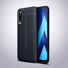 Soft Silicone Gel Leather Snap On Case Cover H02 for Samsung Galaxy A70 Blue