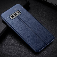 Soft Silicone Gel Leather Snap On Case Cover H02 for Samsung Galaxy S10e Blue