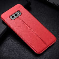 Soft Silicone Gel Leather Snap On Case Cover H02 for Samsung Galaxy S10e Red