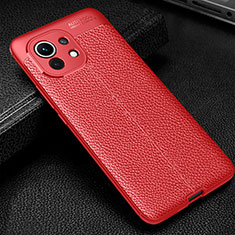 Soft Silicone Gel Leather Snap On Case Cover H02 for Xiaomi Mi 11 5G Red