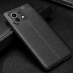 Soft Silicone Gel Leather Snap On Case Cover H02 for Xiaomi Mi 11 Lite 5G Black