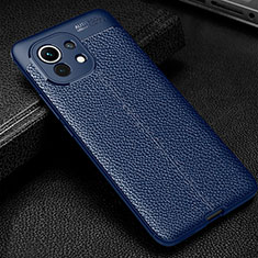 Soft Silicone Gel Leather Snap On Case Cover H02 for Xiaomi Mi 11 Lite 5G Blue